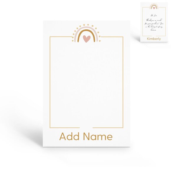 Boho Rainbow Thank You Note Cards with Your Name - Picture 1 of 5